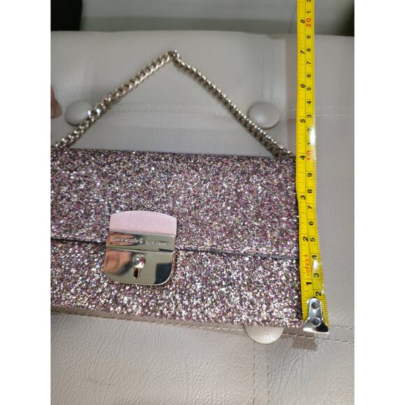 Nwt Kate Spade Rose Gold Pink Glitter Sunset Lane Milou Wallet Clutch Chain Bag - Picture 7 of 14